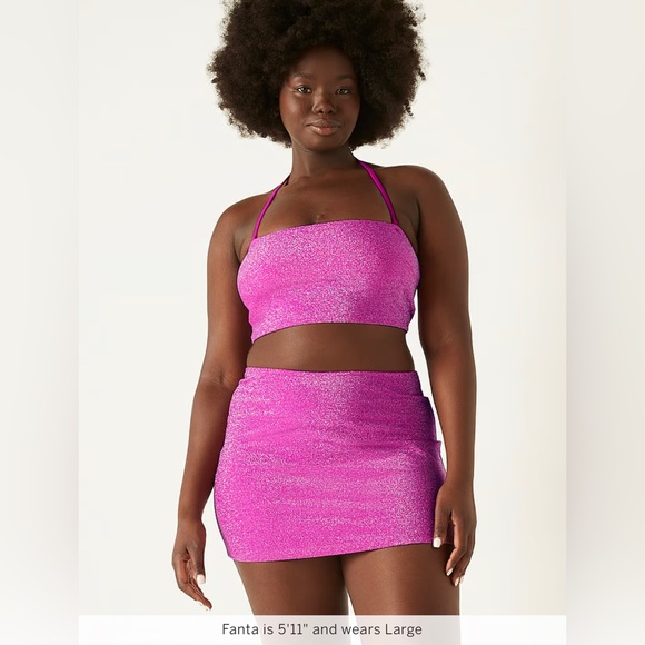 🆕 RESERVED BB 720 PINK VICTORIA’S SECRET SWIM SHIMMER COVER-UP MINI SKIRT - Picture 3 of 10